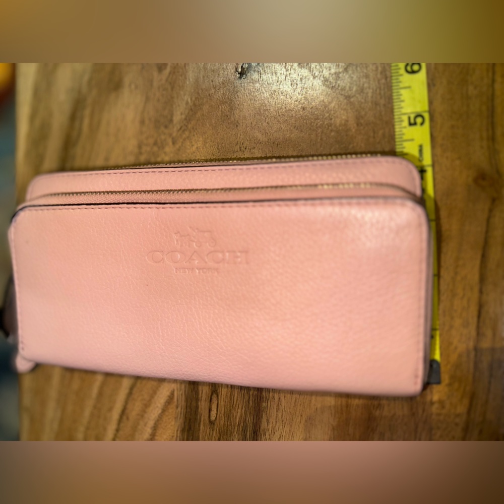 Coach, Pale Pink Zip Around Wallet with Wristlet - Picture 3 of 8